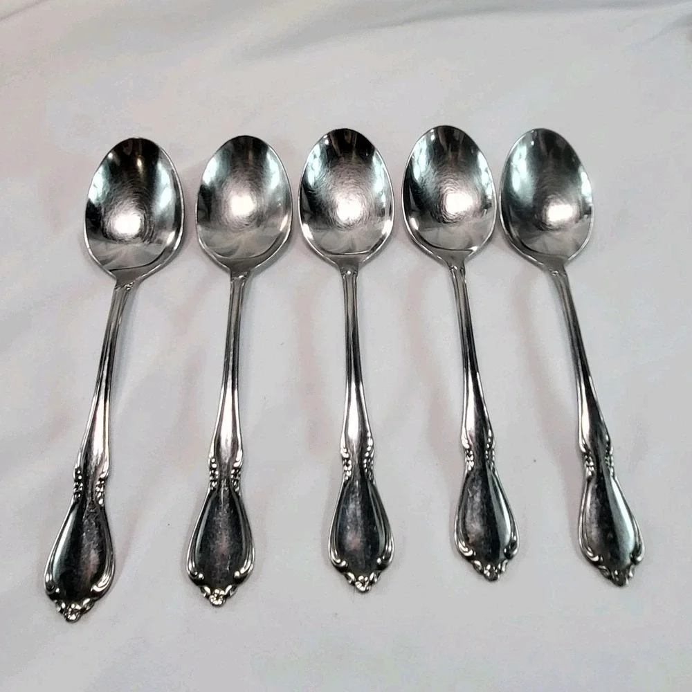 Lot of 5 Teaspoons Oneidacraft Celebrity Stainless Flatware Utensils USA Made